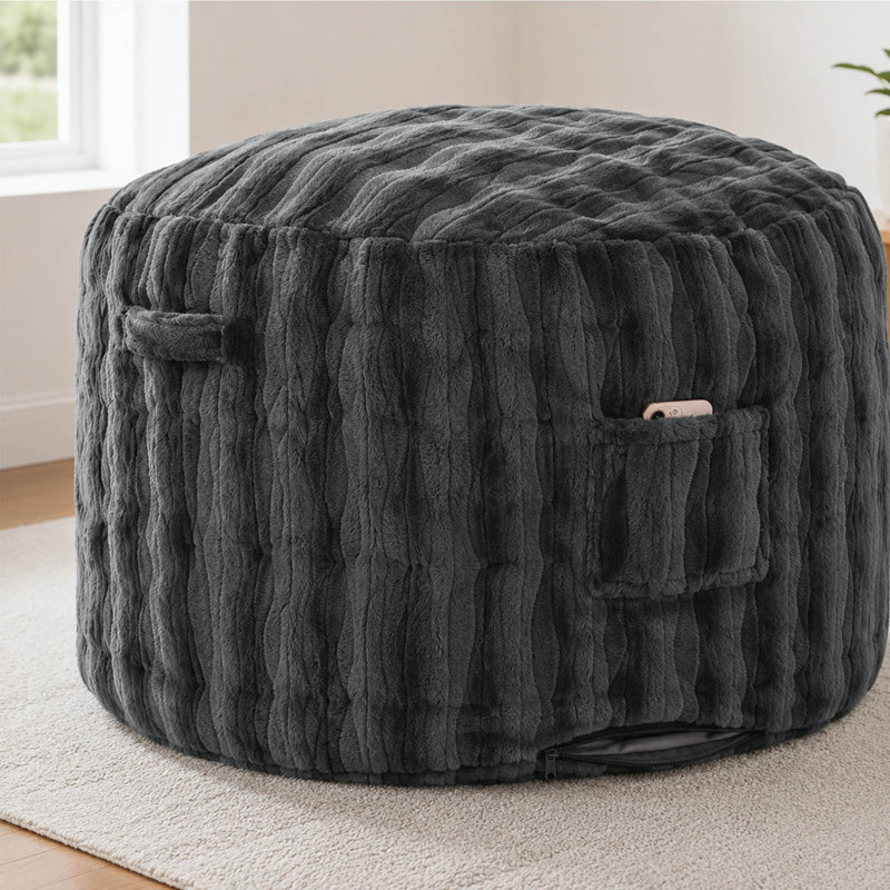 Pouf de 90 cm, modèle Wave Plush avec rembourrage en mousse mémoire et housse lavable