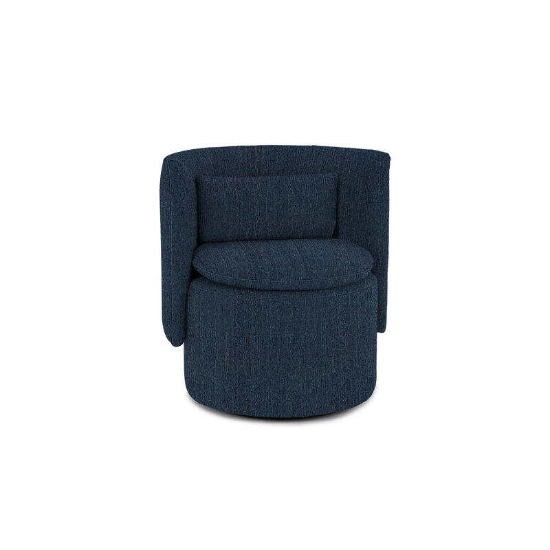 Fauteuil demi-tonneau pivotant de 71,12 cm de largeur Finn, Mélange de polyester bleu minuit