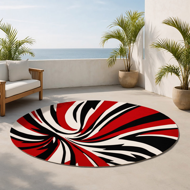 Burning Equinox Indoor And Outdoor Area Rug, Round 5'