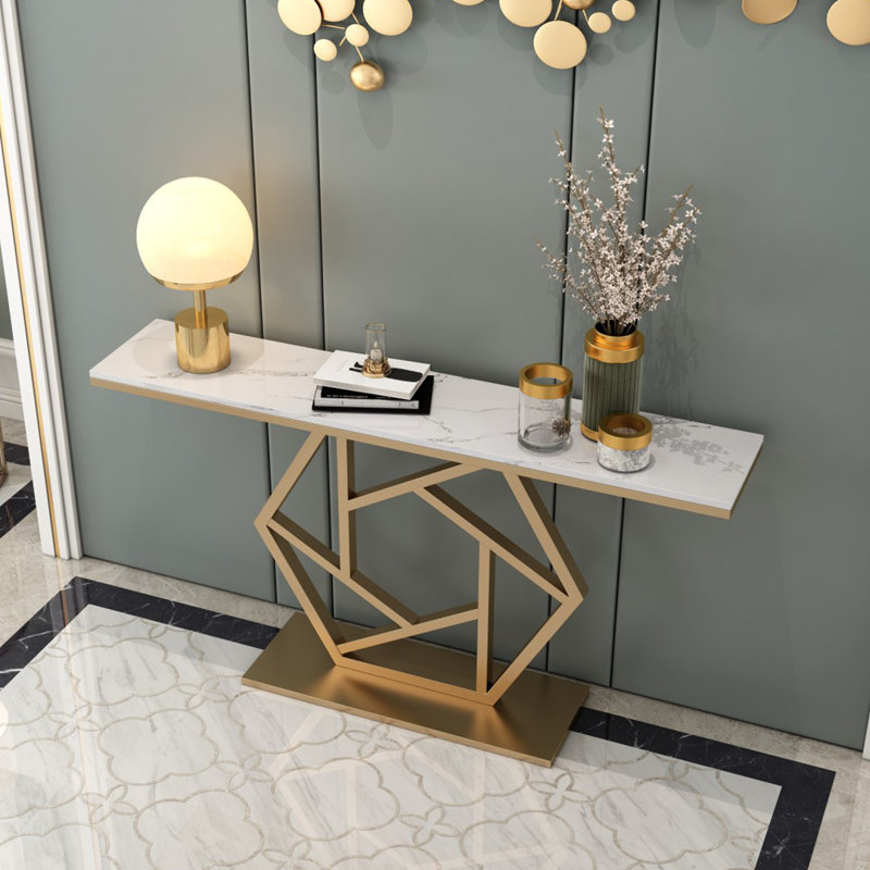 Morris, Blanc / Blanc, H 31,5 po x l 47,2 po x P 11,8 po, Doré