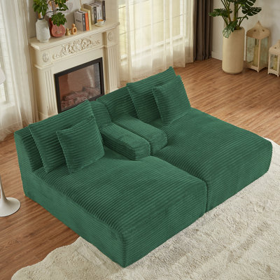 Méridienne compressible double - aucun assemblage requis, causeuse moelleuse moderne pour le salon et la chambre à coucher