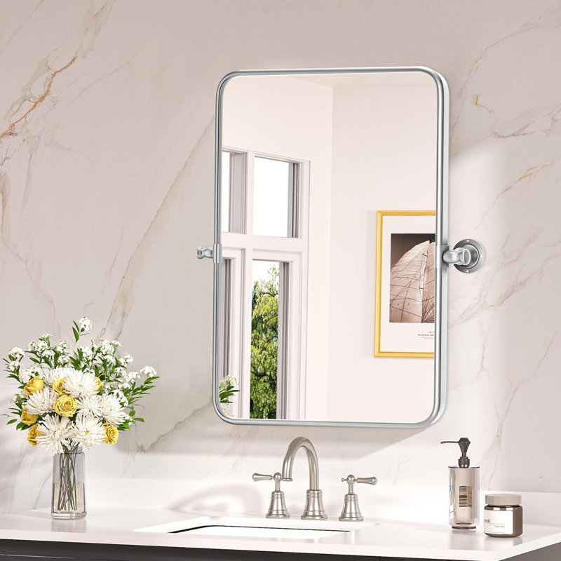 Miroir mural, Verticale, Argent argent, 30 po x 20 po