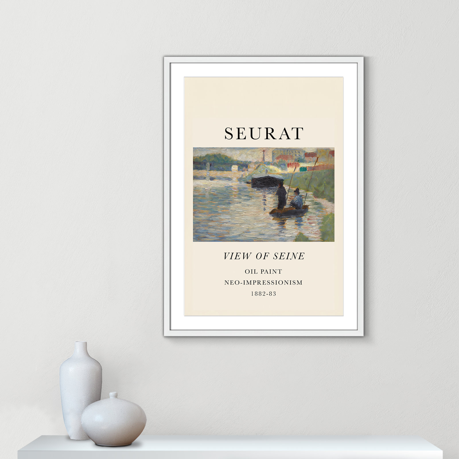 View Of Seine by Georges Seurat, Yes, 35.5" H x 25.5" W x 1.25" D, White Single Picture Frame