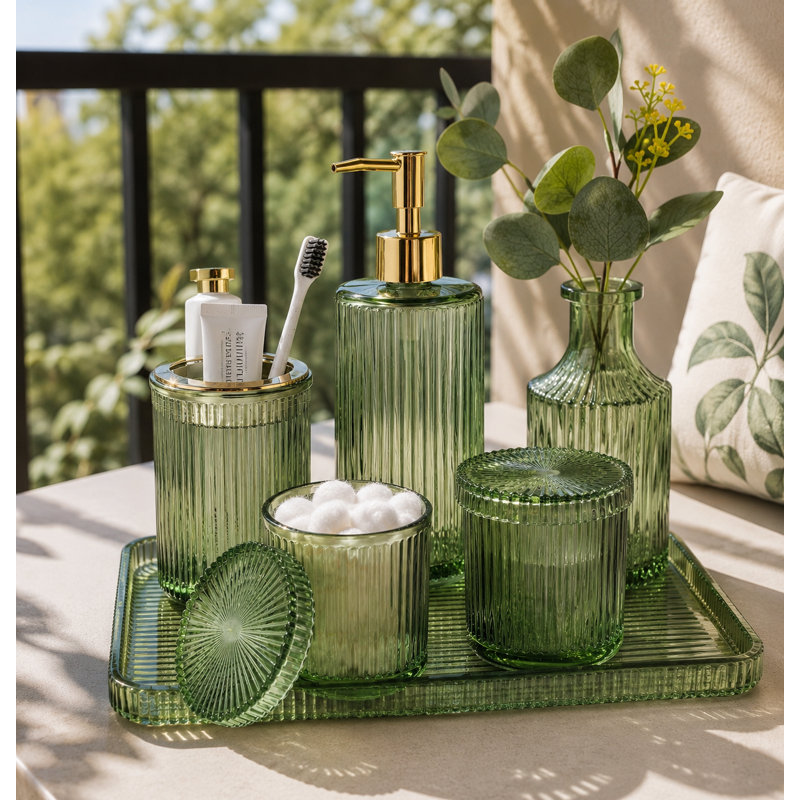 Green Bathroom Accessories 5 Pcs