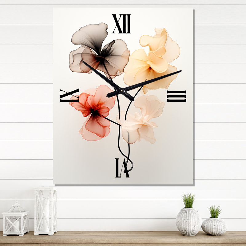 Horloge murale surdimensionnée avec fleurs colorées Ginko, Très grand