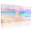 Plage, ciel pastel, plage, coucher de soleil, réflexion, vagues, sable, horizon, ensemble de 3 impressions sur toile-1570857823