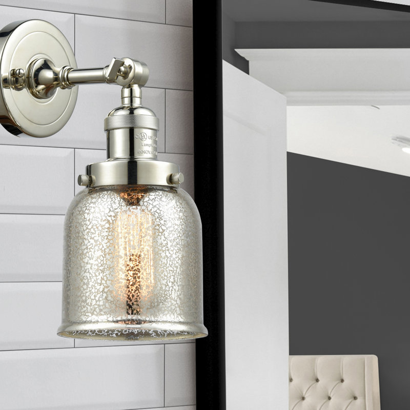 Applique murale 1 lumière 8 po Bell, Argent mercuré, Nickel poli, Ampoule non incluse