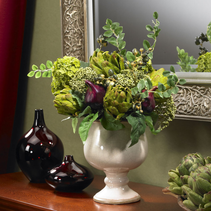  Artichoke and Hydrangea Silk Flower Arrangement
