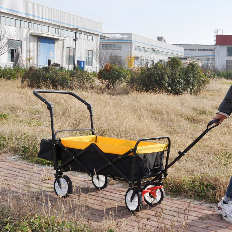 Chariot utilitaire d'extérieur pliable pliable, chariot de jardin portatif pliant robuste, porte-gobelet, poignées réglables