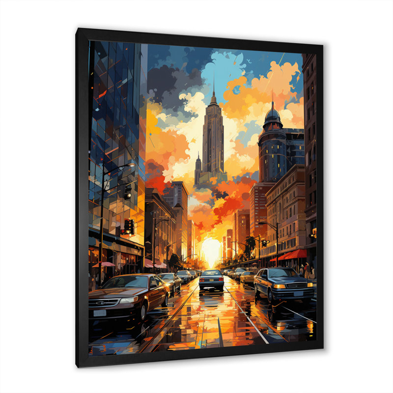 City Detroit Popart III sur toile, Cadre photo noir, H 20 po x l 12 po x P 1 po