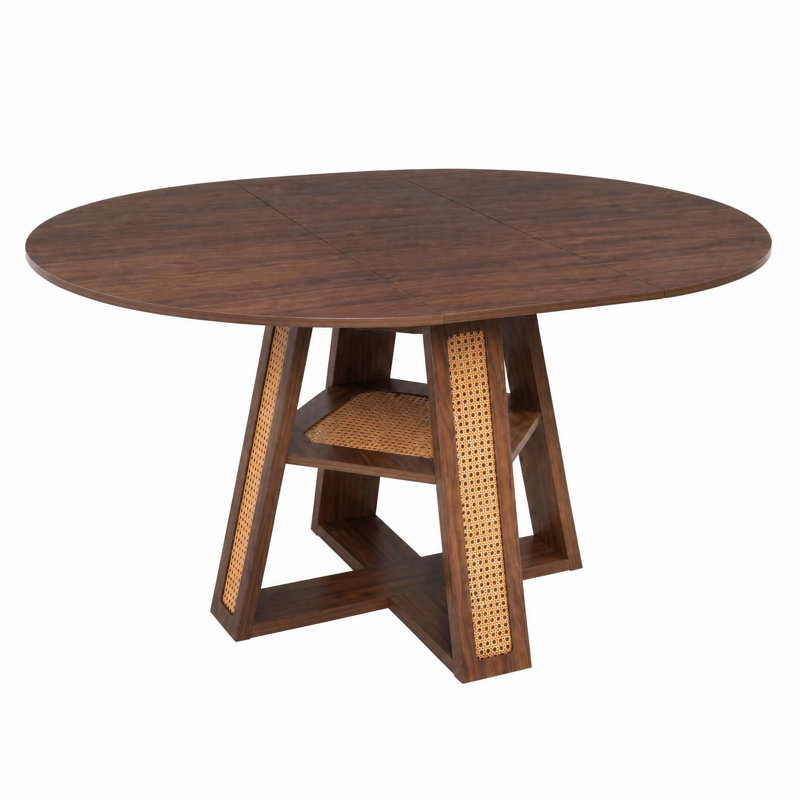 Table de salle à manger extensible ronde 43,3 "à 59,05" pour 4-6, table de cuisine ronde à ovale avec rallonge amovible