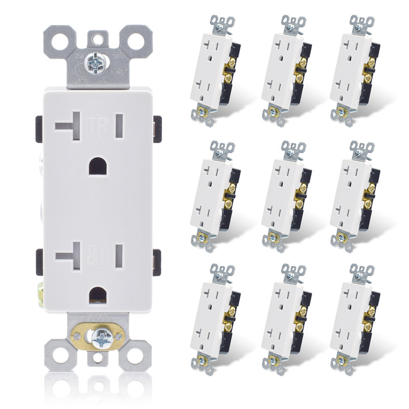White Thermoplastic Tamper Resistant Duplex Wall Outlet Pack