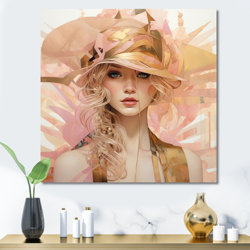 Art nouveau rétro beauté intemporelle élégance - impression, H 16 po x l 16 po x P 1 po, Toile tendue
