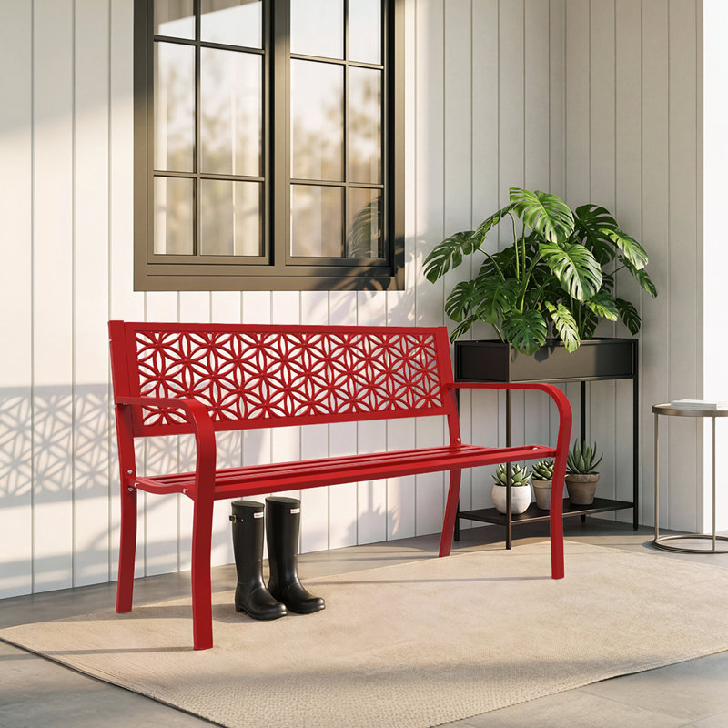 Banc d'extérieur en métal 50 po (7 couleurs disponibles), Rouge