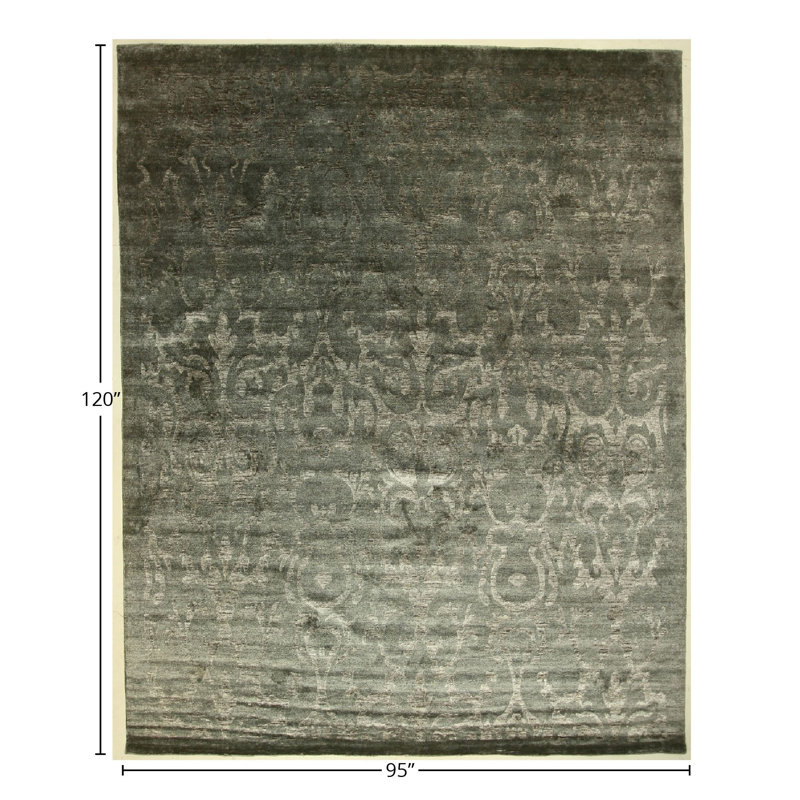 Handmade Cotton and Silk Abstract Area Rug