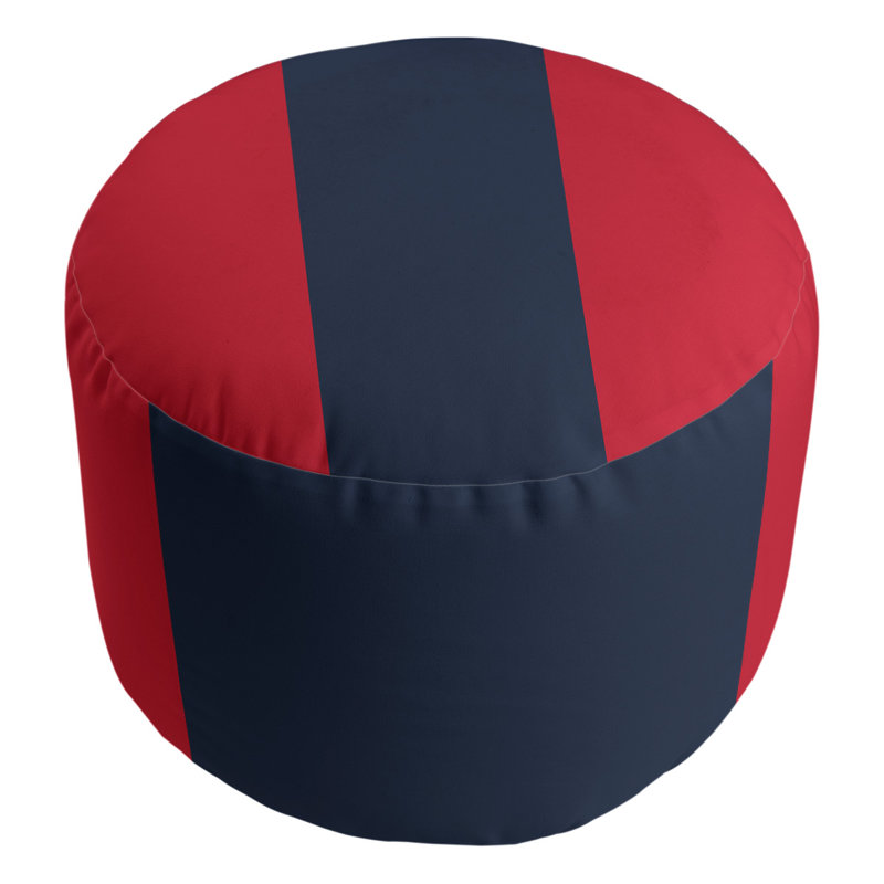 Upholstered Ottoman, Red/Navy/Red
