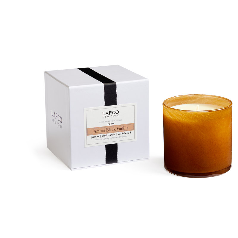 Amber Black Vanilla Scented Jar Candle, 4" H x 4" W x 4" D