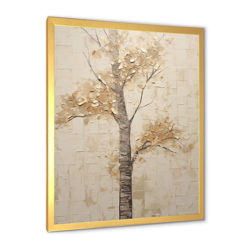 Minimalisme, érable beige solitude II sur toile, H 32 po x l 16 po x P 1 po, Cadre photo doré simple
