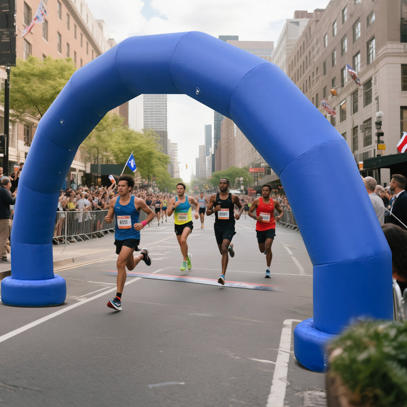 Arche gonflable demi-cercle en PVC 20 pi avec souffleur intégré, arche imperméable durable pour les marathons, les courses, les événements et les promotions commerciales - Bleu