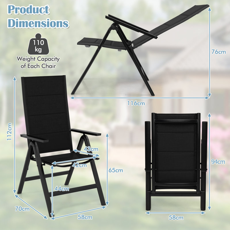 Caleena Mesh Patio Folding Chair Folding Chair