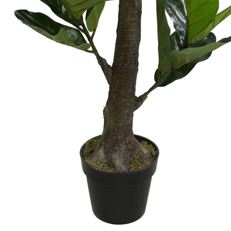 6.25' Two Tone Green Plastic Potted Fiddle Leaf Fig Tree