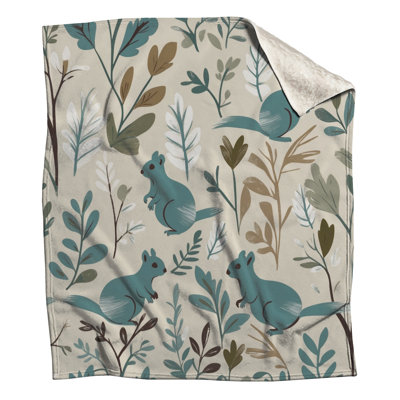 Couvertures écureuil bleu sarcelle avec feuilles