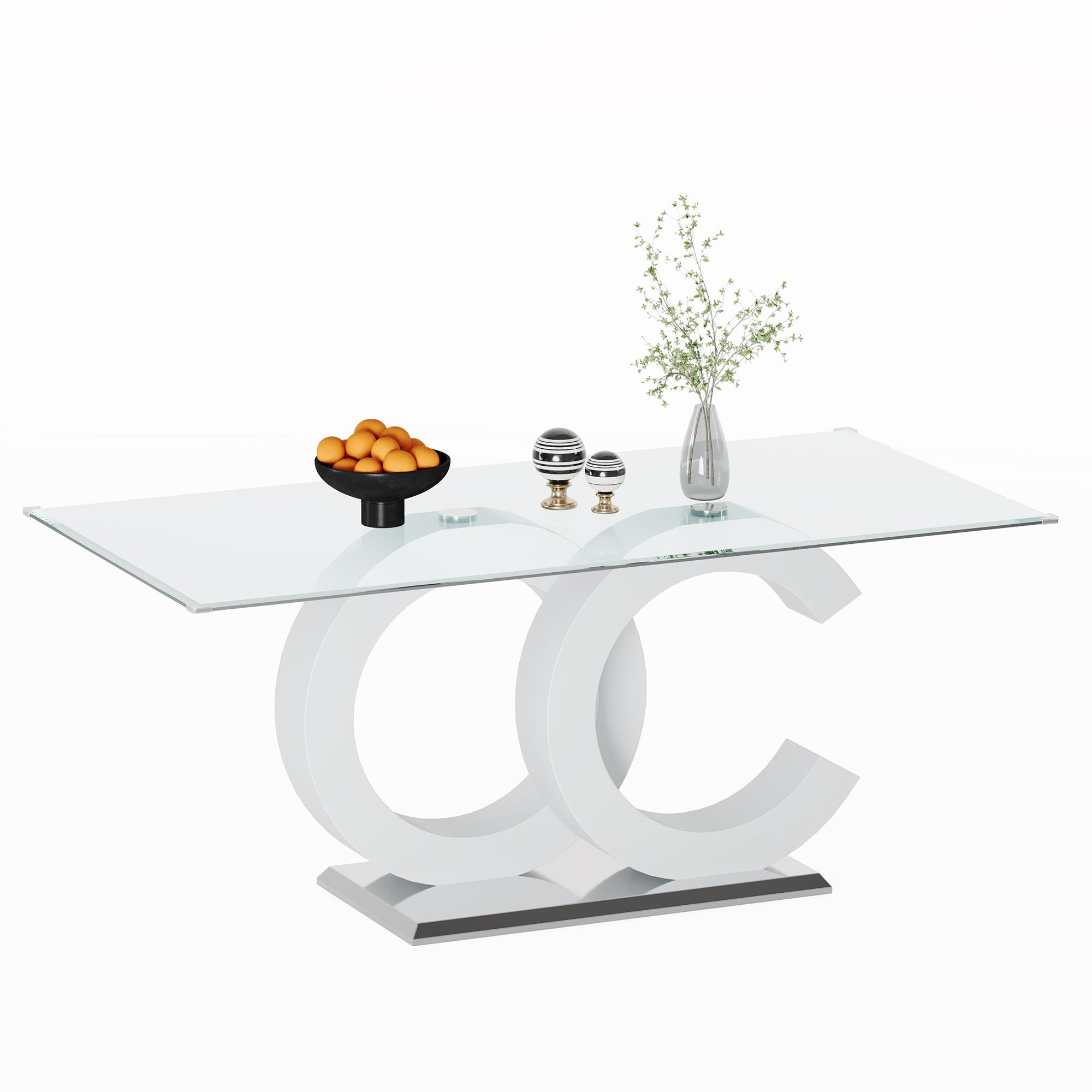 Brayden Studio® Tempered Glass Dining Table with MDF Middle Support and ...