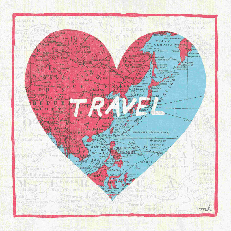 " Travel Map " by Moira Hershey, 12" W x 12" H 