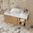 36" Modern Bathroom Vanities With Single Sink, White Glossy Stone Table Top， Floating Vanity With Wood Cabinets-225328218