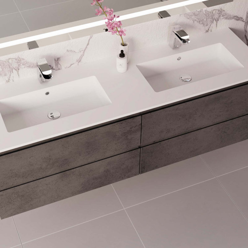 DAX Pasadena Vanity with Toscana Basin, 64", Cement, Cement