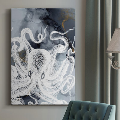 Octopus Ink II, toile tendue avec châssis de qualité supérieure - prête à être accrochée