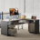 Bureau d'ordinateur en L de 63 po avec support pour moniteur et tiroirs Bartolot