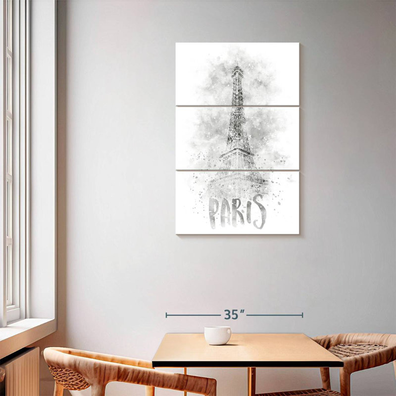 Nicci Eiffel Tower Watercolor Monochrome, 57" H x 36" W