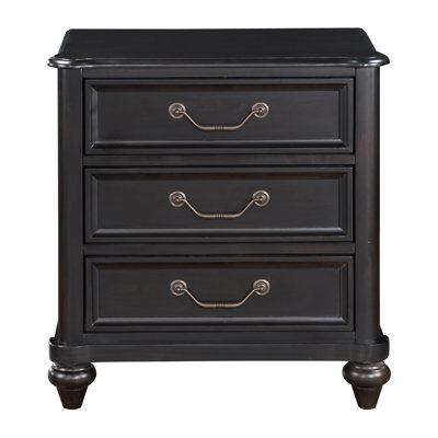 Table de chevet traditionnelle de couleur brun anthracite avec 3 tiroirs spacieux et un style séduisant