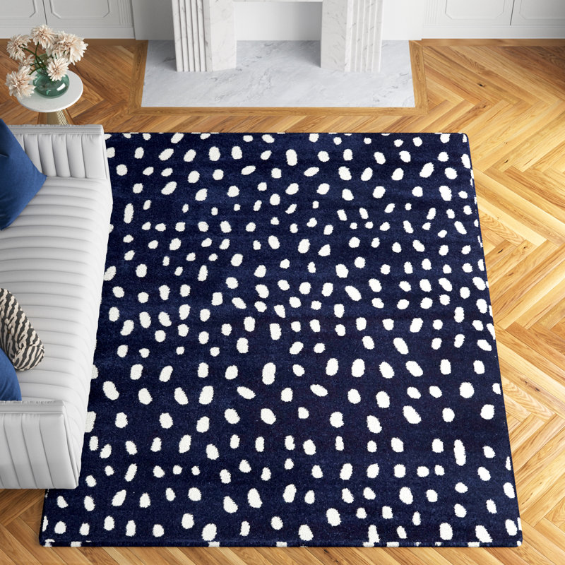 Etta Avenue™ Violetta Performance Navy/White Rug & Reviews | Wayfair