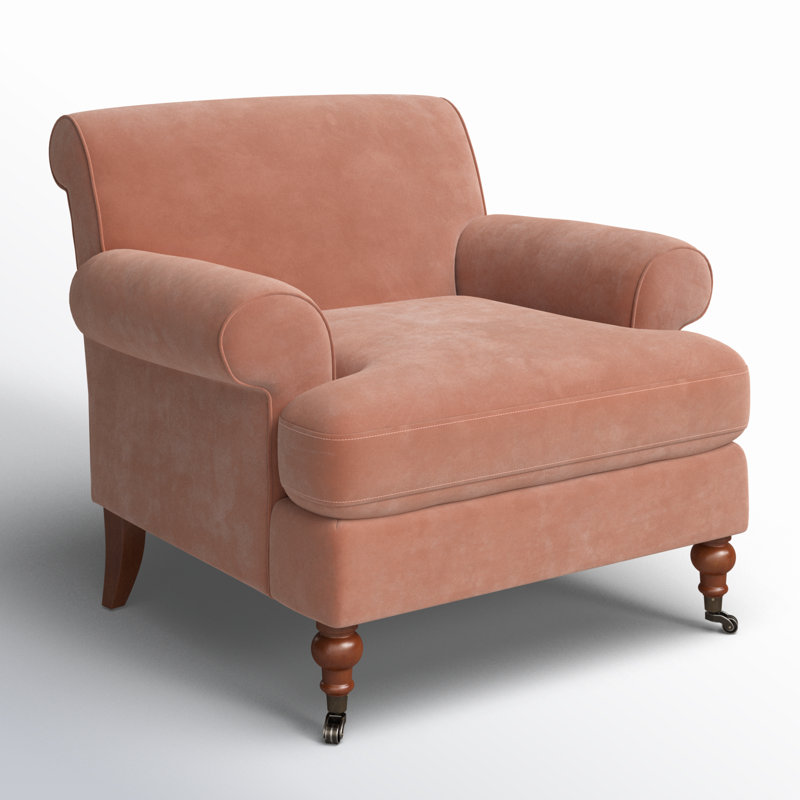 Fauteuil Harbor, Velours orange pêche