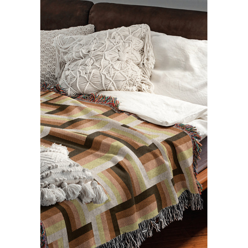 Jeté en mélange de coton Jansen, Orange brûlé, L 60 po x l 50 po
