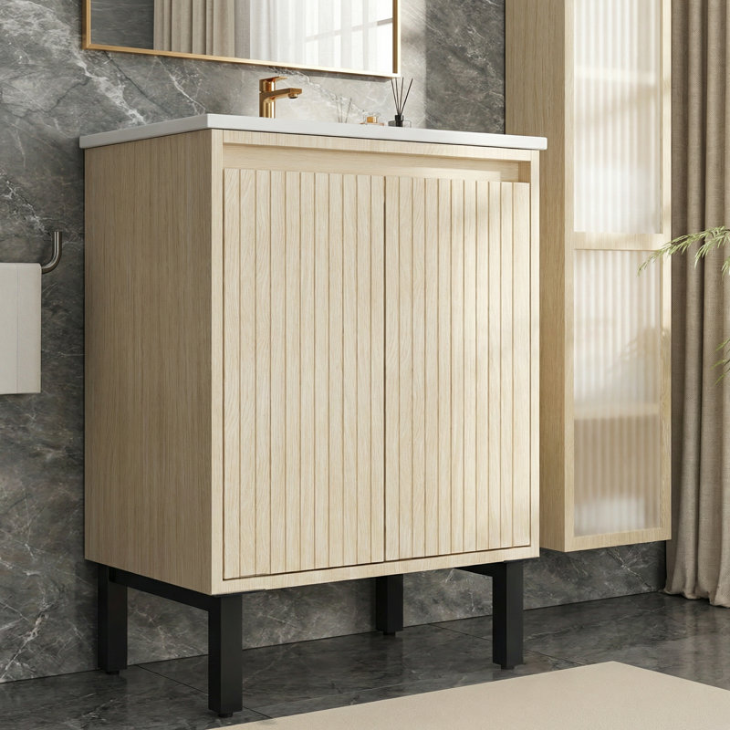 Meuble-lavabo 24 po (lavabo non inclus) chêne, Beige