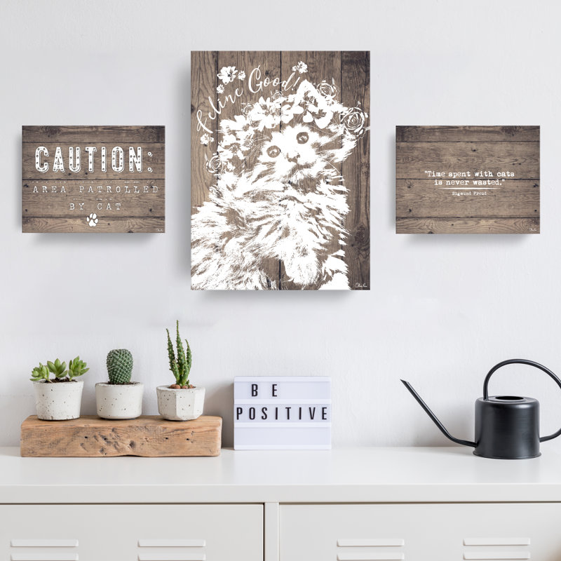 " Caution-Cat ", 12" H x 16" W x 1.5" D