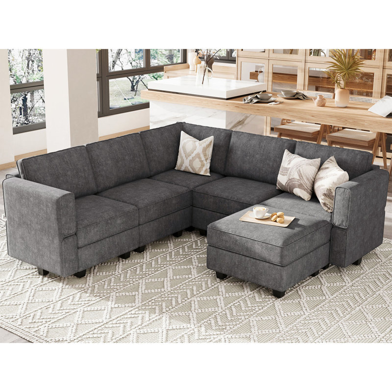 Kimbrel Modular Sectional Sofa U Shaped Couch Set With Storage Seat Convertible Large Couch U Shape Set
