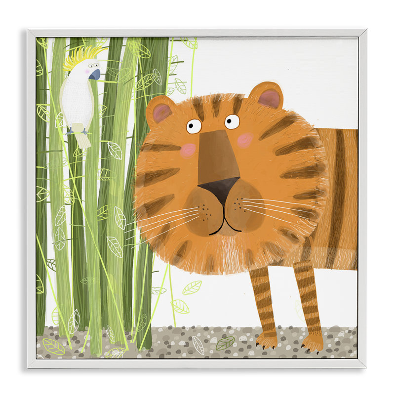 Giclée encadrée de bambous et de tigres, design par Carla Daly, Encadrement giclée blanc côtier, H 12 po x l 12 po