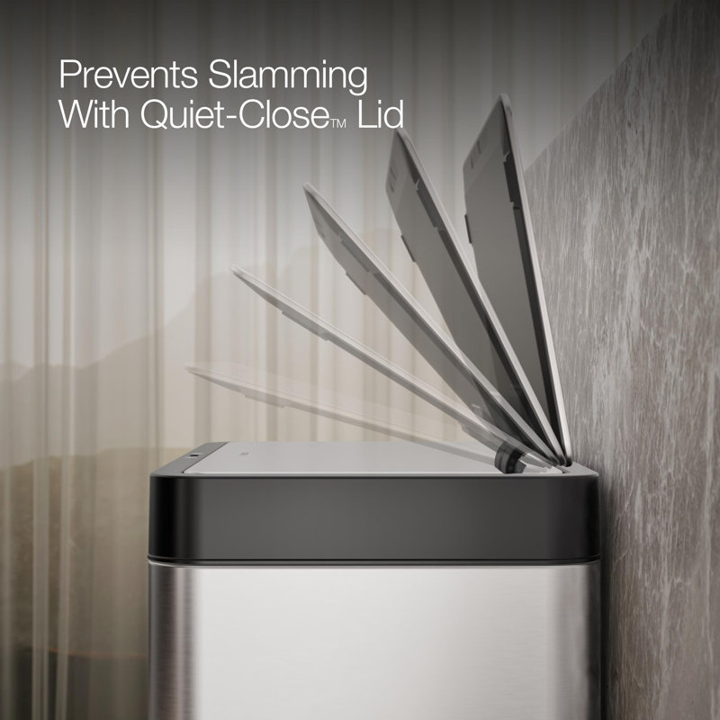 13-Gallon Touchless Stainless Steel Trash Can, Stainless