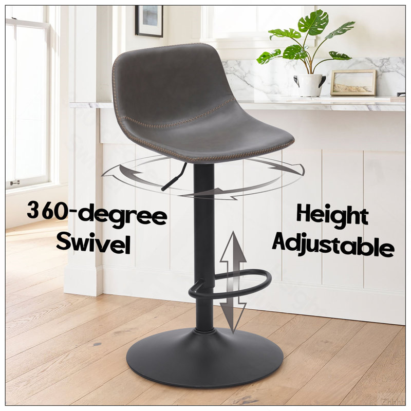 Ensemble de 2 tabourets réglables, tabourets pivotants de style Mid-Century, tabourets de bar industriels avec dossier et chaises de bar à hauteur de comptoir
