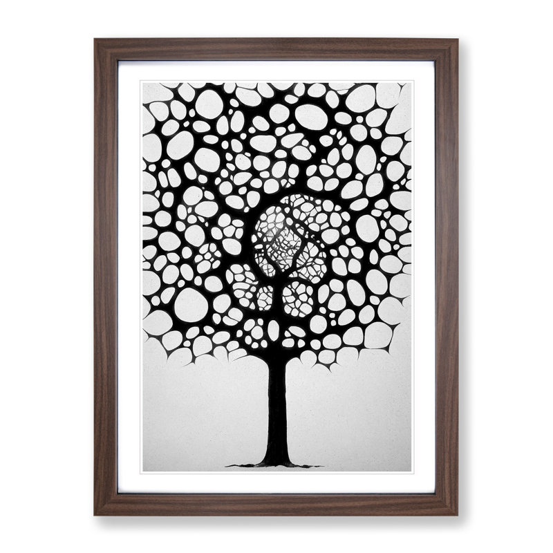 Monochrome Tree Art No.1 - Single Picture Frame Painting, Walnut, 64cm H x 46cm W x 2cm D