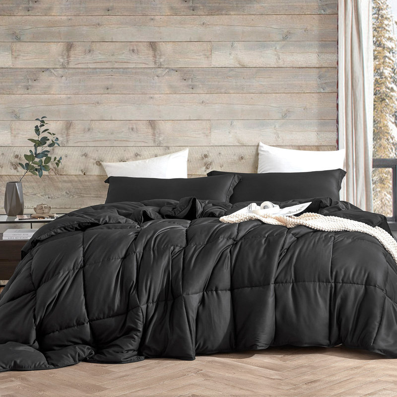 Snorze Cloud Coma Inducer Silky Bamboo Oversized Comforter Set, Black, Alaskan King Comforter + 2 King Shams