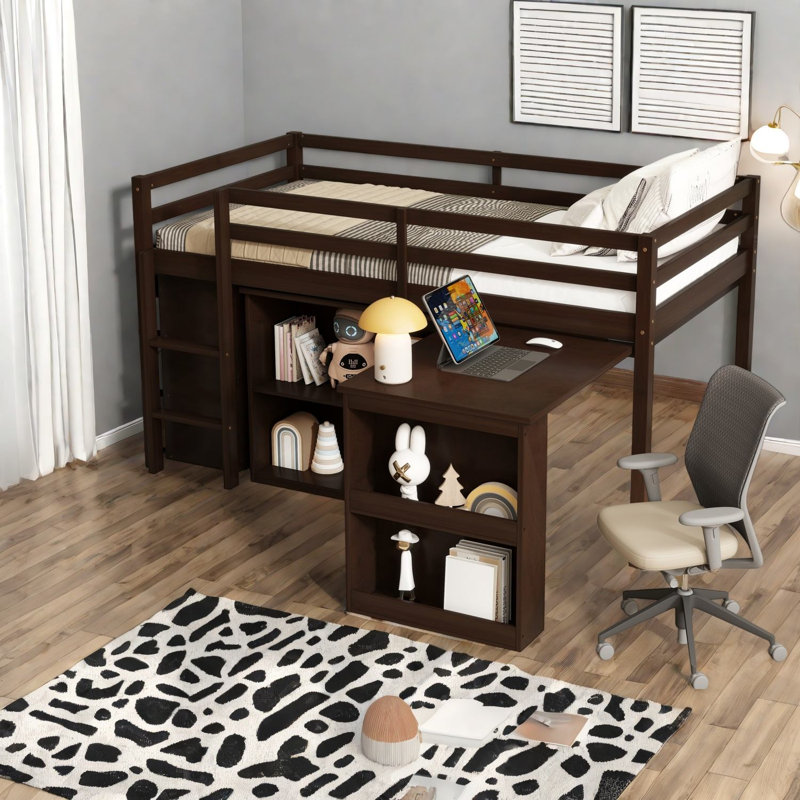Lit mezzanine simple avec rangement et bureau