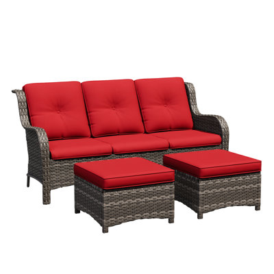 73'' Wide Wicker Patio Sofa with Cushions