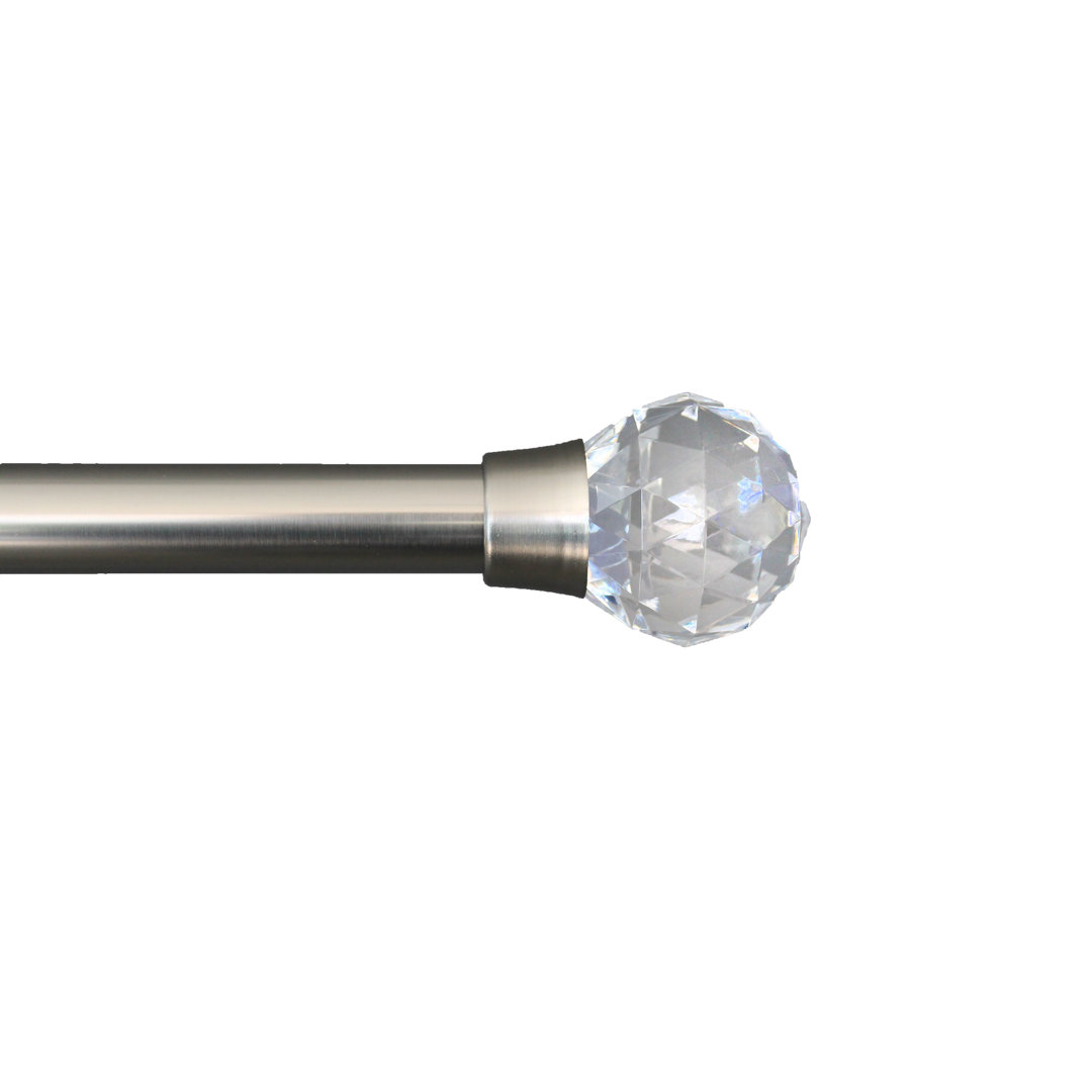 Linen Avenue Cut Acrylic Single Window Curtain Rod Set, Brushed Nickel Linen Avenue 