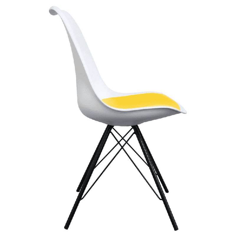 Aneta Plastic Side Chair, Yellow/White