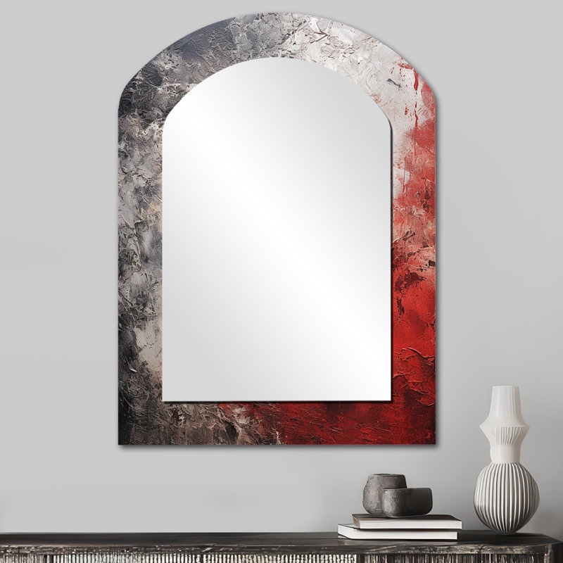 Miroir mural gris et rouge, 34 po x 25 po